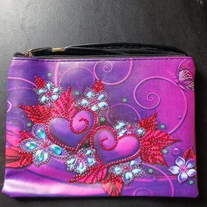 Leather clutch purse hearts